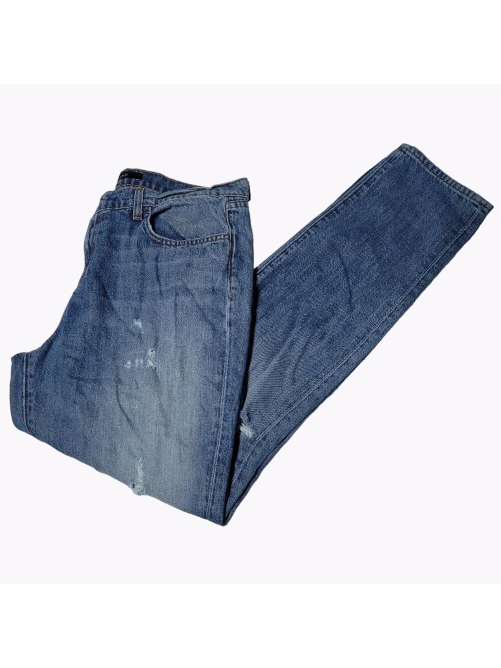 J Brand Jake Jeans Womens Size 29 Straight Mid Rise Medium Wash Distressed Denim